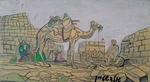 Eddie Goldstein (1945-), Oil On Thick Wood, Camels Caravan At Rest, Signed. Fixed Price $115.00.