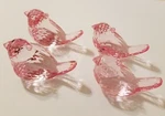 Set Of 4 Pink Bird Large 2.5" Crystal Prism Chandelier Acrylic Pendants Beads. Fixed Price $12.99.