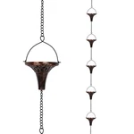 Giole 9.7FT Outdoor Rain Chain With 10 Funnel Shaped Cups Adjustable. Fixed Price $56.08.
