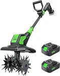 Cordless Tiller For Gardening, 20V Cultivator 2.0AH Batteries. Fixed Price $64.99.