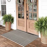 Black/white Striped Rug, 28X43" Indoor/outdoor Doormat, Washable Cotton. Fixed Price $45.39.